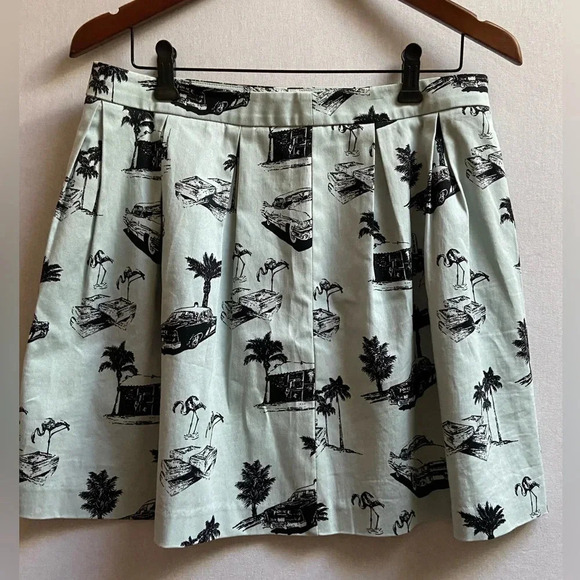 Twik vintage car mini cotton pleated skirt Sz L - Picture 2 of 8